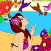 image Kid’s coloring: Girl and birds