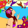 imagen Kid’s coloring: Girl and birds