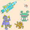 image Three  alien in space coloring